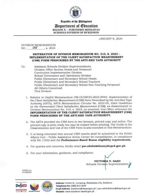 www.depedbukidnon.net.ph memo|Division Memoranda 2024 .